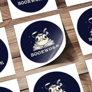 Bookworm sticker, Cute reading sticker, Adorable book lover decal, Funny literary sticker, Creative stationary item