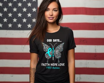 PTSD-medvetenhets-T-shirt med fjärilsband | Stöd för veteraner och trauma
