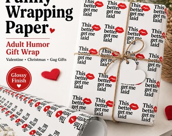 Papel de regalo con humor para adultos, labios coquetos, regalo divertido de Navidad y San Valentín.