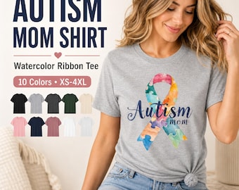 Autism Mom Shirt, Watercolor Ribbon, Neurodiversity Awareness Tee