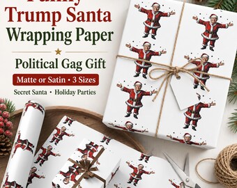 Papier do pakowania prezentów dla Świętego Trumpa: polityczny żart, świąteczny humor (matowy lub satynowy)