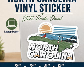 North Carolina Sticker, Cardinal Lighthouse Vinyl Decal, State Pride Laptop Decor