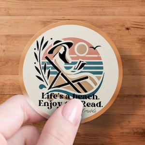 Life&#39;s a Beach Enjoy the Read Sticker, Sun Beach Chair Reading Sticker, Summer Vibes Sticker, Beach Lover Sticker, Coastal Decor Sticker