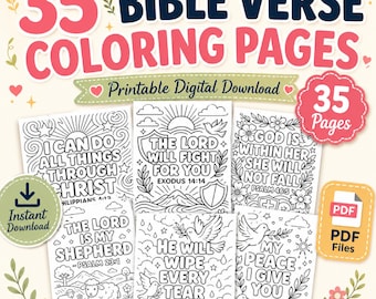 聖書の一節の塗り絵 | ストレス解消のための聖書のページ（デジタルダウンロード）