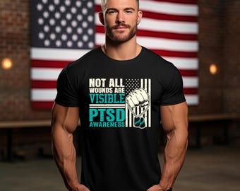 Inte alla sår är synliga PTSD-medvetenhetströja | Veteranstöd Militär Hundtaggar T-shirt