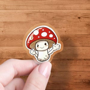 Cute Mushroom Sticker, Kawaii Toadstool Decal, Fun Fungi Laptop Sticker, Mushroom Decor, Adorable Fungi Art, Kawaii Sticker