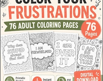 Funny Swear Word Coloring Book | Sarcastic Quotes, Stress Relief (Digital Download)