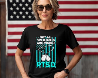 PTSD Awareness T-Shirt | Teal Ribbon Veteran Support Tee