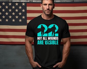 22 A Day PTSD Awareness T-Shirt | Veteran Suicide Prevention Tee