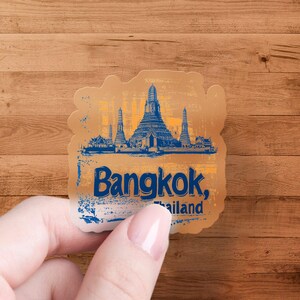 Bangkok Thailand Sticker Vintage Travel Sticker Souvenir Decal Retro Cityscape Sticker for Laptop Water Bottle Phone