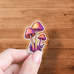 Cute Mushroom Sticker, Colorful Mushrooms Decoration, Fungi Decal for Laptops, Cute Vinyl Sticker, Mushroom Lovers Gift