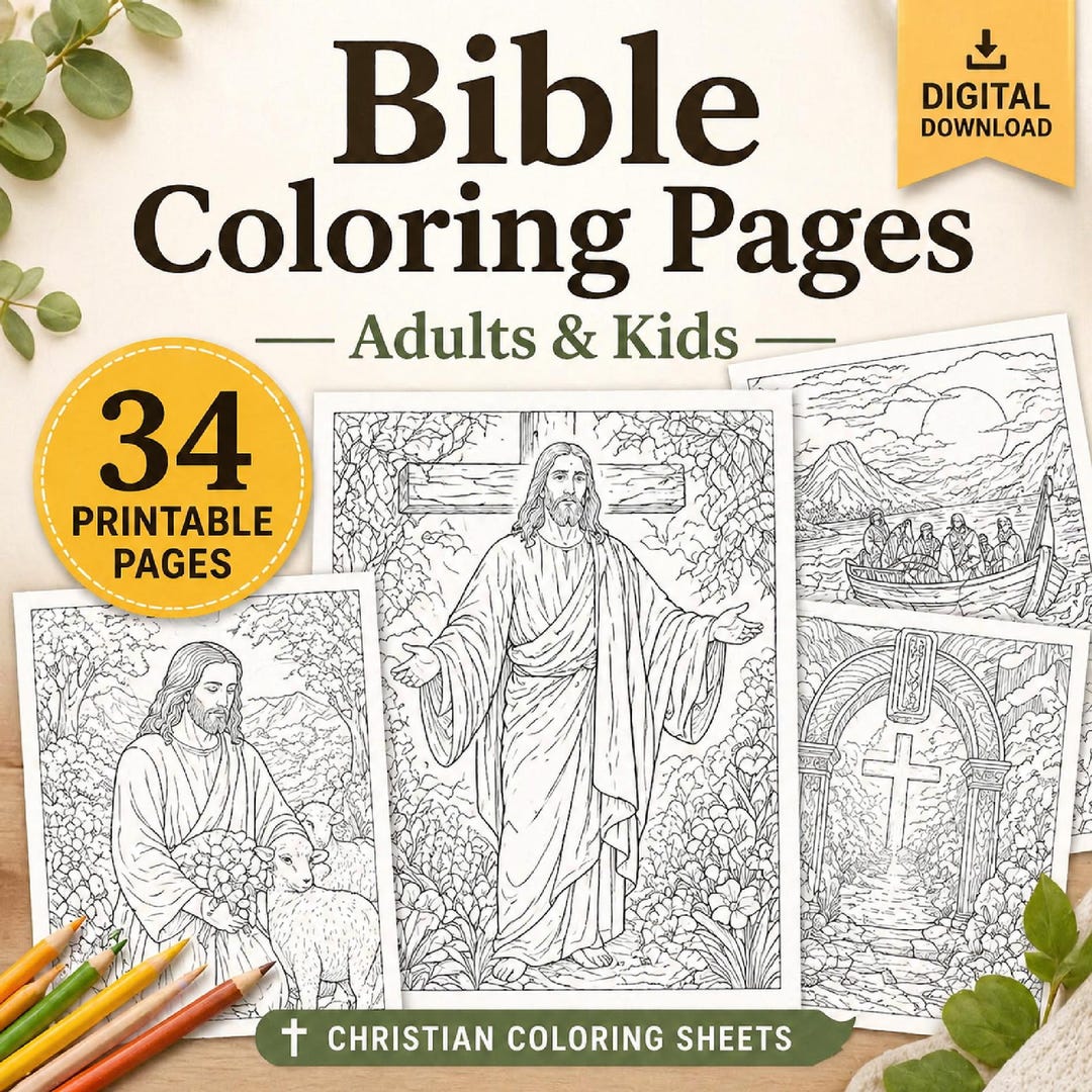 Bible Coloring Pages for Adults & Kids | 34 Printable Christian ...
