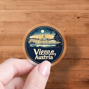 Vienna Austria Travel Sticker, Vintage Cityscape Decal, European Vacation Souvenir, Wanderlust Adventure, Retro Travel Art