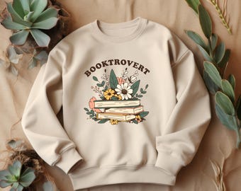 Booktrovert Sweatshirt | Introvert Book Lover Crewneck | Cozy Reading Sweater | Vintage Floral Bookish Gift
