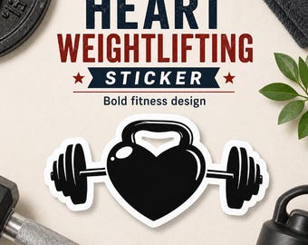 Herz Gewichtheben Aufkleber: Fitness Decor, Gym Motivation