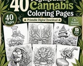 Cannabis Coloring Pages, Adult Printable PDF Digital Download