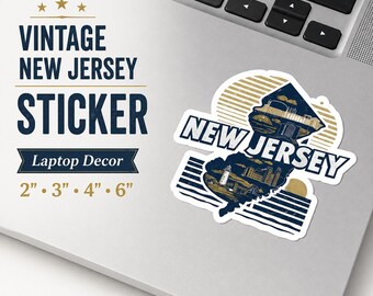 Pegatina vintage de Nueva Jersey, decoración para portátil, diario o ventana