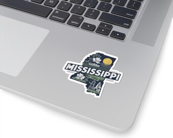 Mississippi Kiss-Cut Stickers | State Pride Decals, Laptop Stickers, Travel Memorabilia, Souvenir Gifts, Home Decor