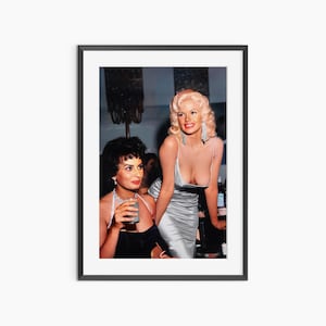 Sophia Loren, Jayne Mansfield, Fotografie Drucke, Hollywood Wandkunst, Retro Poster, Vintage Drucke, Fotografie Poster in Museumsqualität