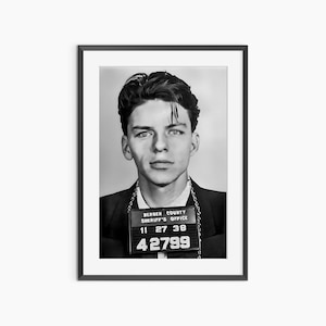 Poster di Frank Sinatra, stampe fotografiche, foto segnaletica di Frank Sinatra, poster retrò, arte murale in bianco e nero, poster fotografico di qualità museale