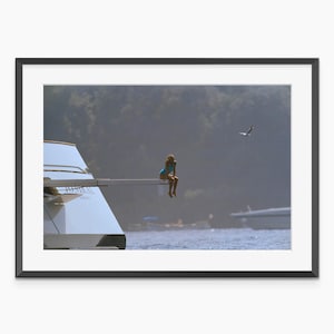 Prinzessin Diana Spencer auf Yacht, Portofino Italien, Fotografie Drucke, Prinzessin von Wales, Vintage Poster, Fotokunstdruck in Museumsqualität