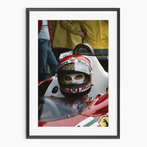 Impresión de Fórmula 1, póster de corredor de autos, impresión de Niki Lauda, piloto de Fórmula 1, leyendas de Fórmula 1, impresiones fotográficas, impresión fotográfica con calidad de museo