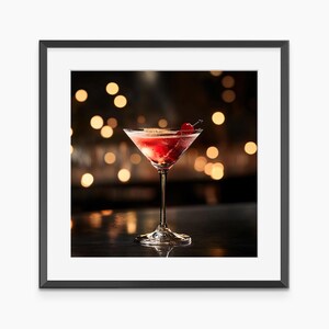 Pink Martini, impresiones fotográficas, póster de cócteles, arte de carrito de bar, póster de alcohol, impresión de arte de pared, póster fotográfico de calidad de museo