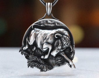 Bull Pendant Necklace – 925 Sterling Silver Handmade Animal Totem Jewelry, Symbol of Strength, Custom Nature-Inspired Gift