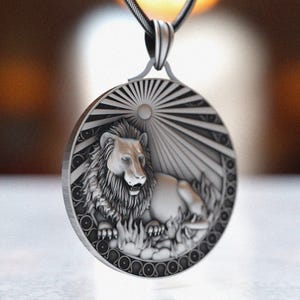 Lion Zodiac Pendant, 925 Silver Leo Necklace, Majestic Animal Jewelry Gift