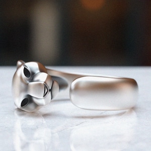 Panther Head Ring – 925 Sterling Silver Animal Ring, Minimalist Handmade Jewelry, Adjustable Unisex Panther Gift