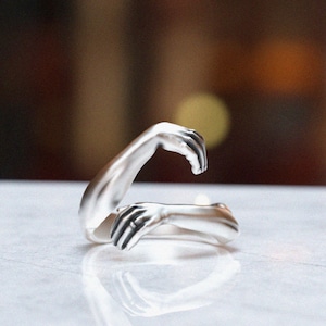 Umarmung Ring | 925 Silber Umarmung Hände Schmuck | Liebe Symbol-Stapel-Ring