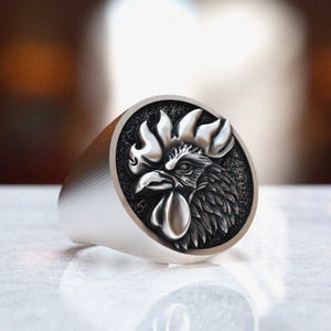 Hahn Ring | 925 Silber Bauernhaus Schmuck | Landhausstil Tierliebhaber Geschenk
