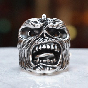 Iron Skull Signet Ring - 925 Sterling Silver Gothic Jewelry for Rock Fans, Unique Handmade Unisex Ring
