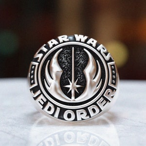 Anillo de orden galáctico en plata de ley 925: joyería llamativa hecha a mano inspirada en la ciencia ficción para hombres