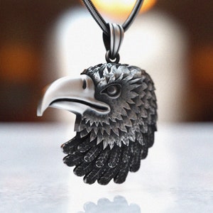 Sterling Silver Eagle Pendant – 925 Silver Handmade Bald Eagle Necklace for Men / Women – Symbol of Strength / Freedom
