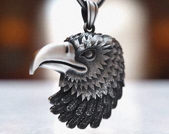 Ciondolo Charm AQUILA 3D Per Uomo - Acciaio Inox Placcato Argento, Nero O Oro - Regalo Ideale