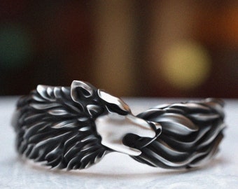 Wolf Head 925 Silver Ring - Handmade Mens Jewelry, Bold Wolf Design, Unique Gift for Him
