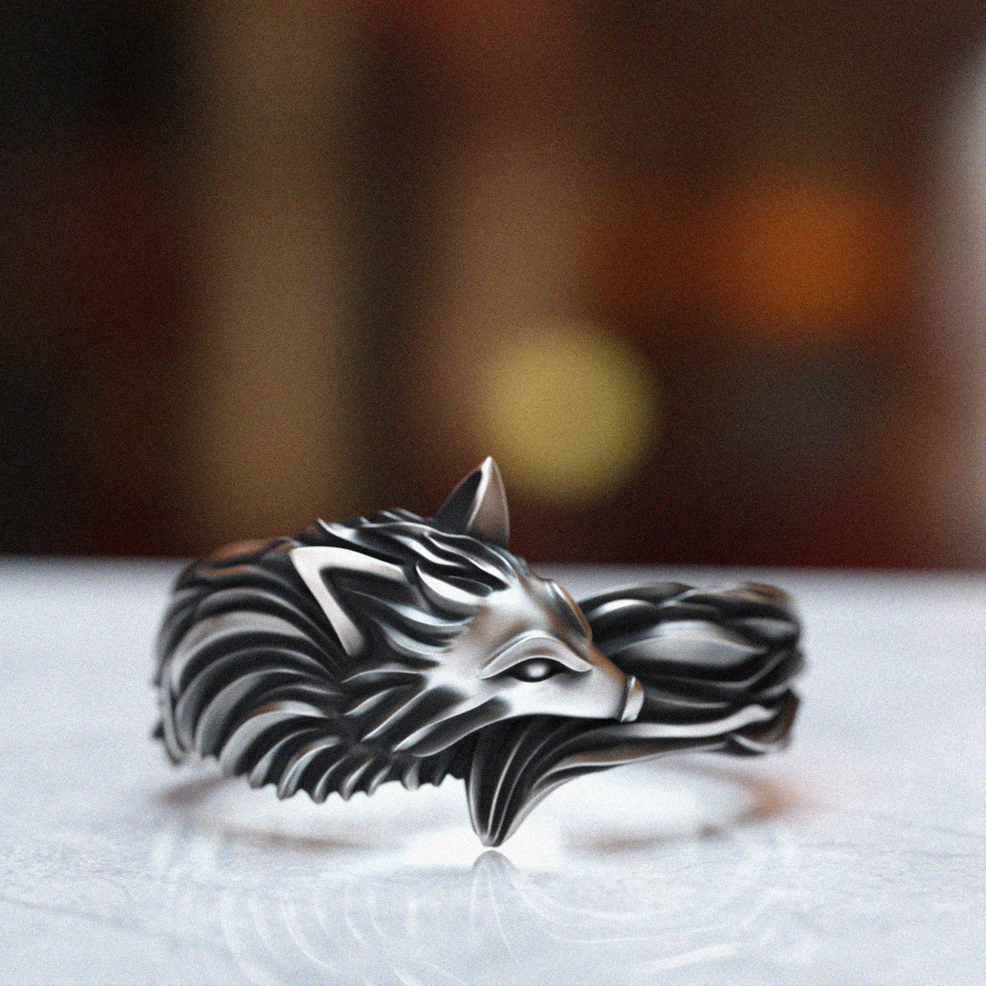 silver wolf 925 リング　10.5号 Wolf Head Silver Ring – 925 Sterling Silver Handmade Unisex Animal