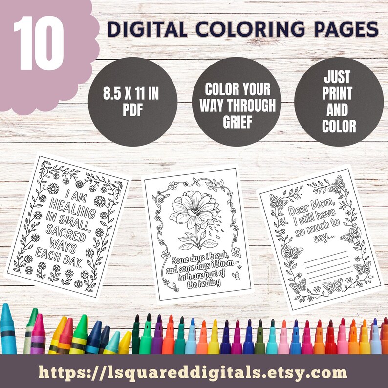 Grief Affirmation Coloring Pages for Daughters Missing Their Moms ...