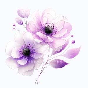 Clipart floreale acquerello viola 12 JPEG di alta qualità fiore acquerello PNG fiori da matrimonio estetica diari spazzatura uso commerciale