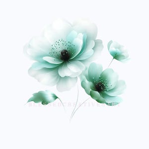 Floral Clipart Watercolor Green 12 High Quality JPEGs Green Watercolor Flower PNG Wedding Flowers Aesthetic Junk Journals Commercial Use