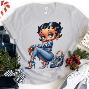 Betty Boop Louis Vuitton Gucci bluebag belleza regalo novia moda acogedora moda mujer cumpleaños mala fan de dibujos animados Jean linda mamá mamá camisa