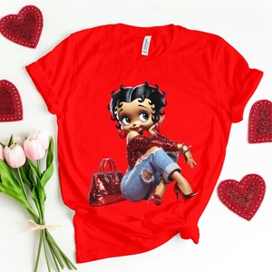 Betty Boop Red love Romance bolsa belleza regalo novia moda acogedora moda mujer mala fan de dibujos animados jeans tacón alto linda mamá mamá camiseta