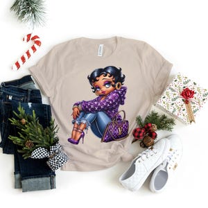 Betty Boop louis vuitton borsa viola bellezza regalo Fidanzata moda accogliente Trendy donne compleanno cattivo cartone animato fan Jeans carino mamma mama T-shirt