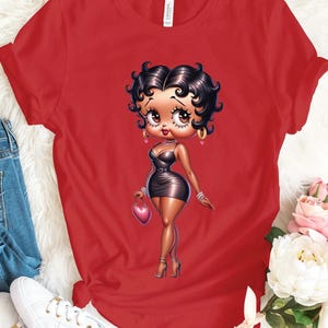 Sukienka Betty Boop Club serce torebka moda prezent dla dziewczyny Gucci Trendy urodziny baddie wysokie obcasy niebieski podarte Jean słodkie Bella Canvas Tshirt