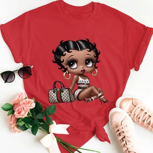 Sac Betty Boop Louis Gucci Vert cadeau beauté Petite amie mode confortable Tendance femme anniversaire méchant Fan de dessin animé Jeans jolie maman maman t-shirt