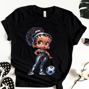 Betty Boop impreza dyskoteka moda lat 70. prezent dla dziewczyny Gucci Trendy urodziny baddie wysokie obcasy niebieski podarte dżinsy słodkie Bella Canvas koszulka