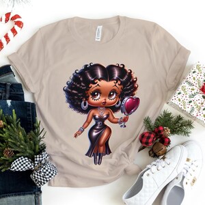 Betty Boop impreza dyskoteka moda lat 70. prezent dla dziewczyny Gucci Trendy urodziny baddie wysokie obcasy niebieski podarte dżinsy słodkie Bella Canvas koszulka