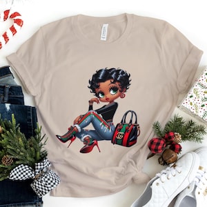 Betty Boop Louis Gucci borsa ghepardo bellezza regalo Fidanzata moda accogliente Donne alla moda compleanno cattivo Cartone animato fan Jeans carino mamma mama T-shirt