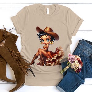 Betty Boop Rodeo lang leve Cowgirl9 hoed westernlaars schoonheidscadeau vriendin mode Trendy vrouwen verjaardag slechterik Jean schattig Bellacanvas shirt